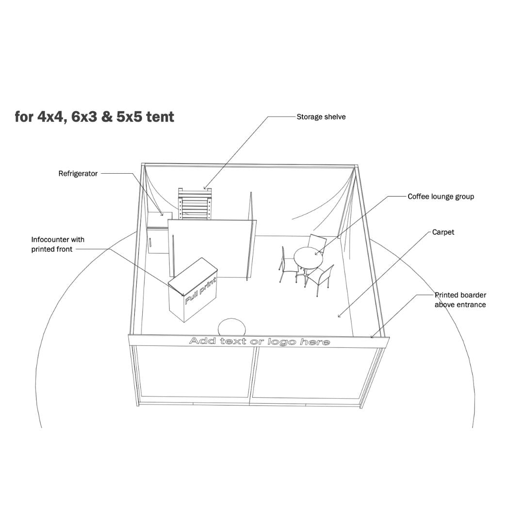 Premium interior package for 4x4m, 6x3m & 5x5m tent